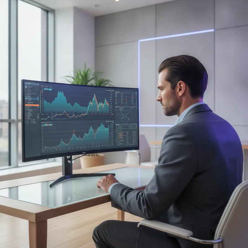 Focused investor reviewing a portfolio strategy on screen